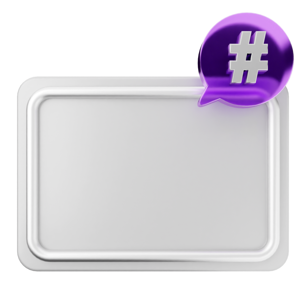 A purple speech bubble with a hash tag on it png