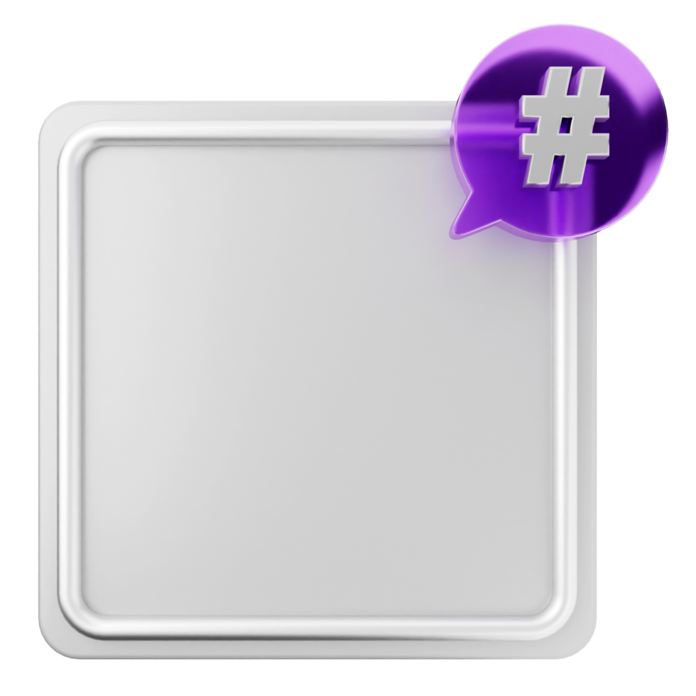 A square white button with a purple speech bubble png