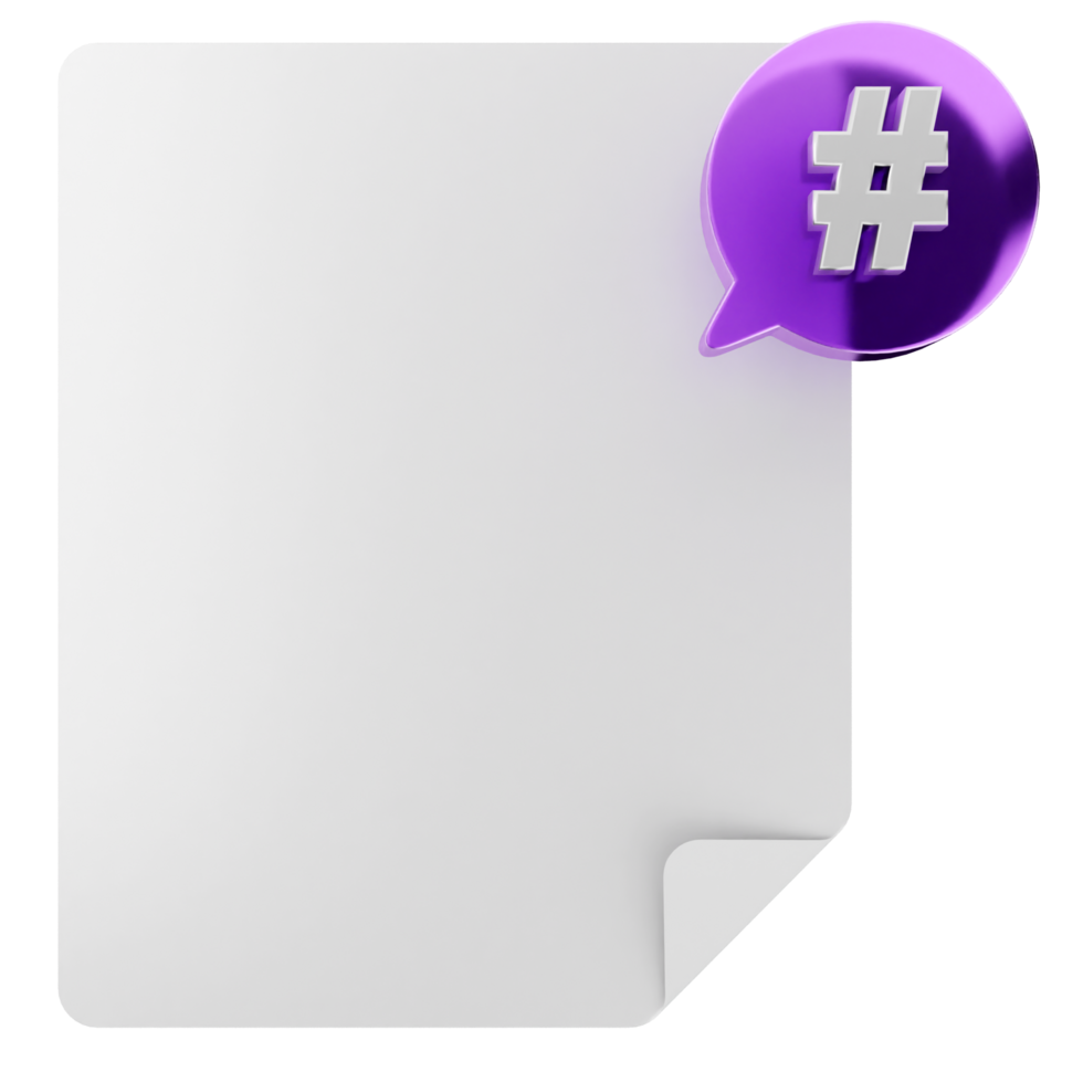 A purple speech bubble with a hash symbol on it png