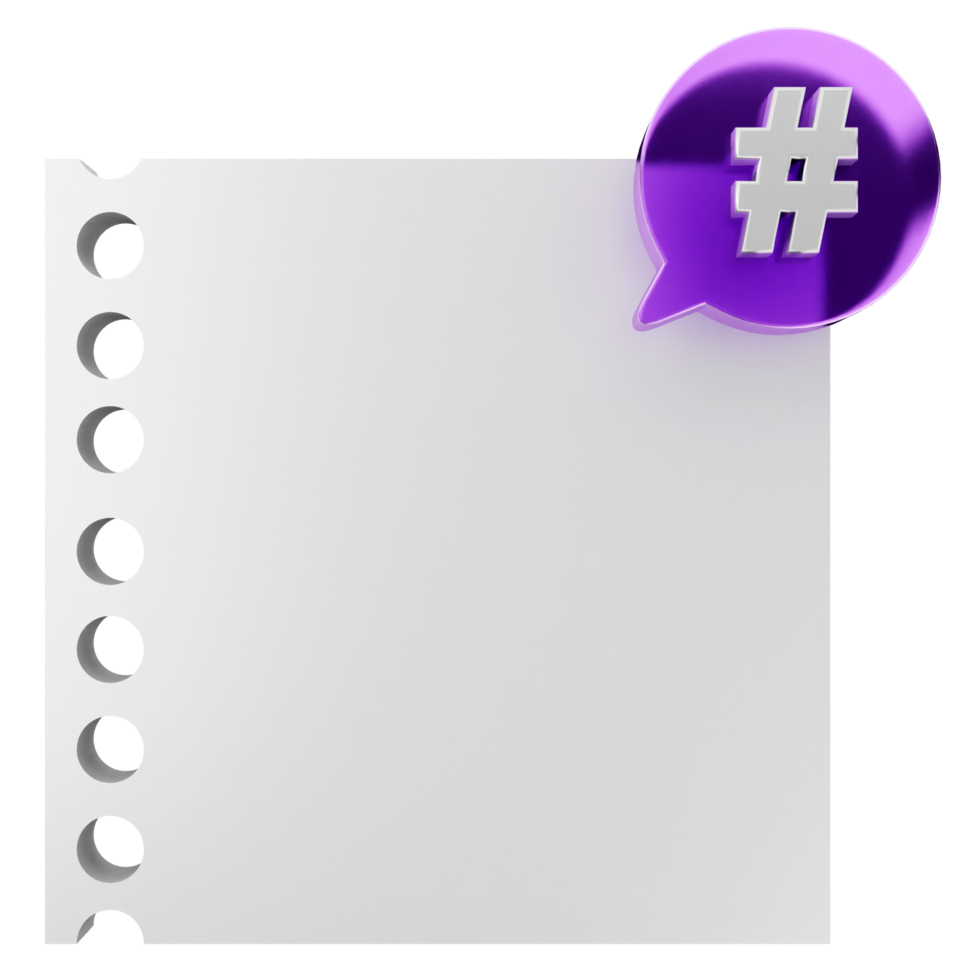 A note pad with a purple speech bubble png