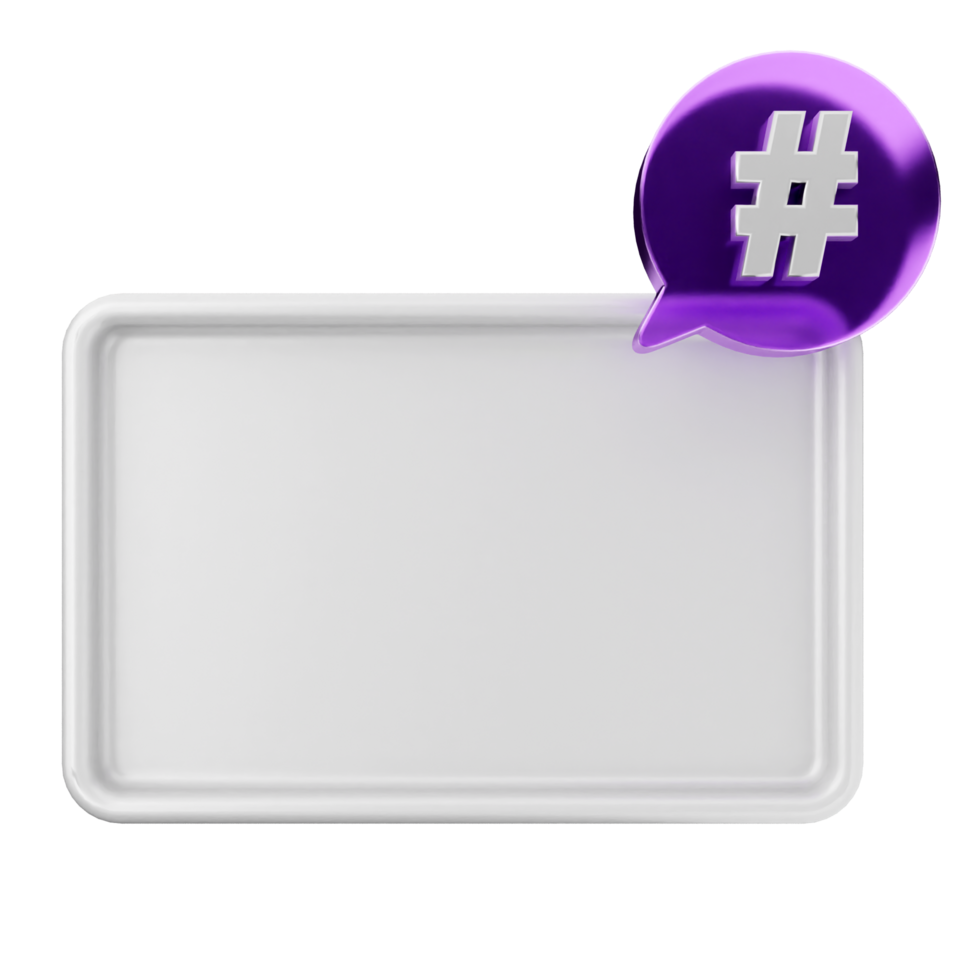 A white tray with a purple hashtag symbol png