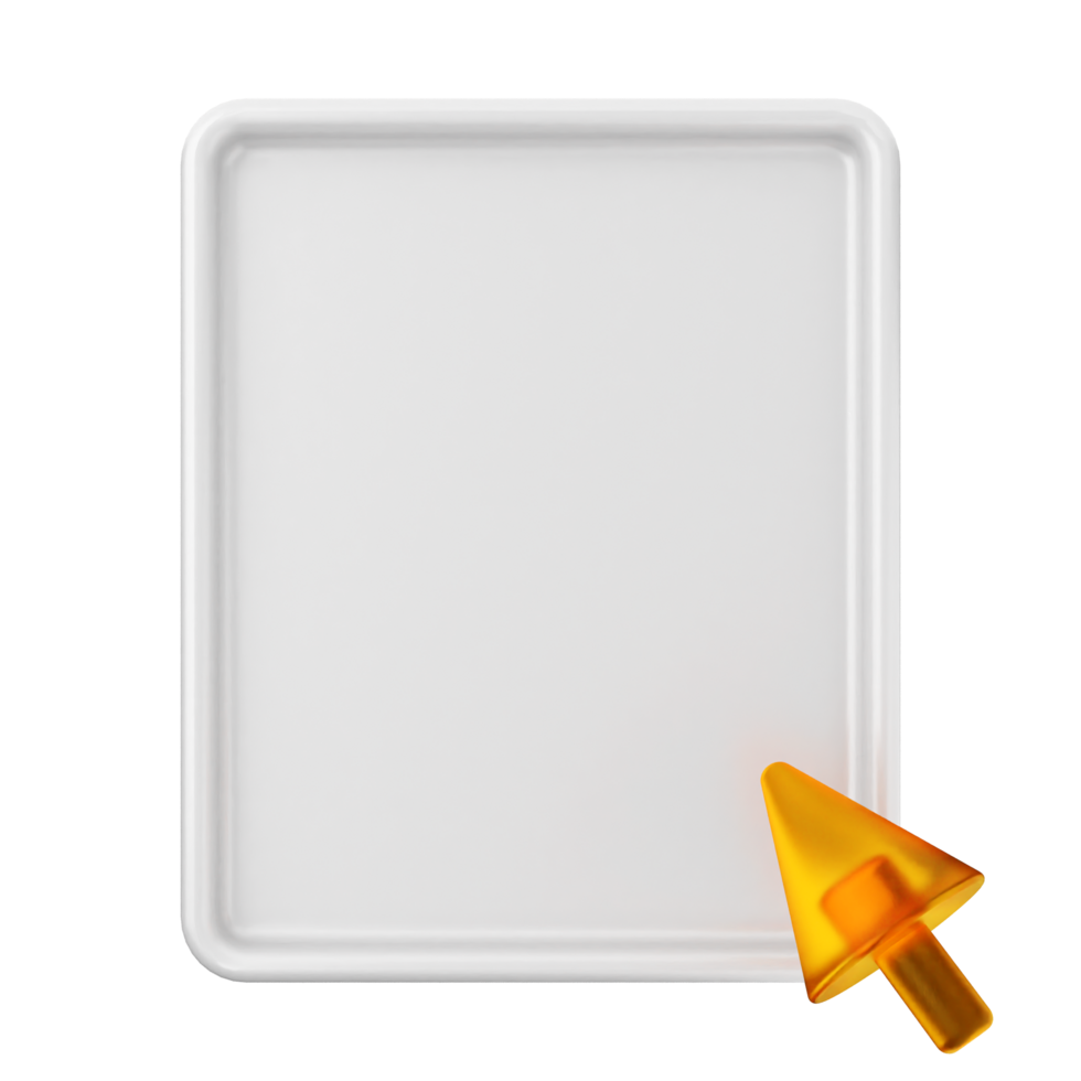 A white tray with a yellow arrow pointing to it png