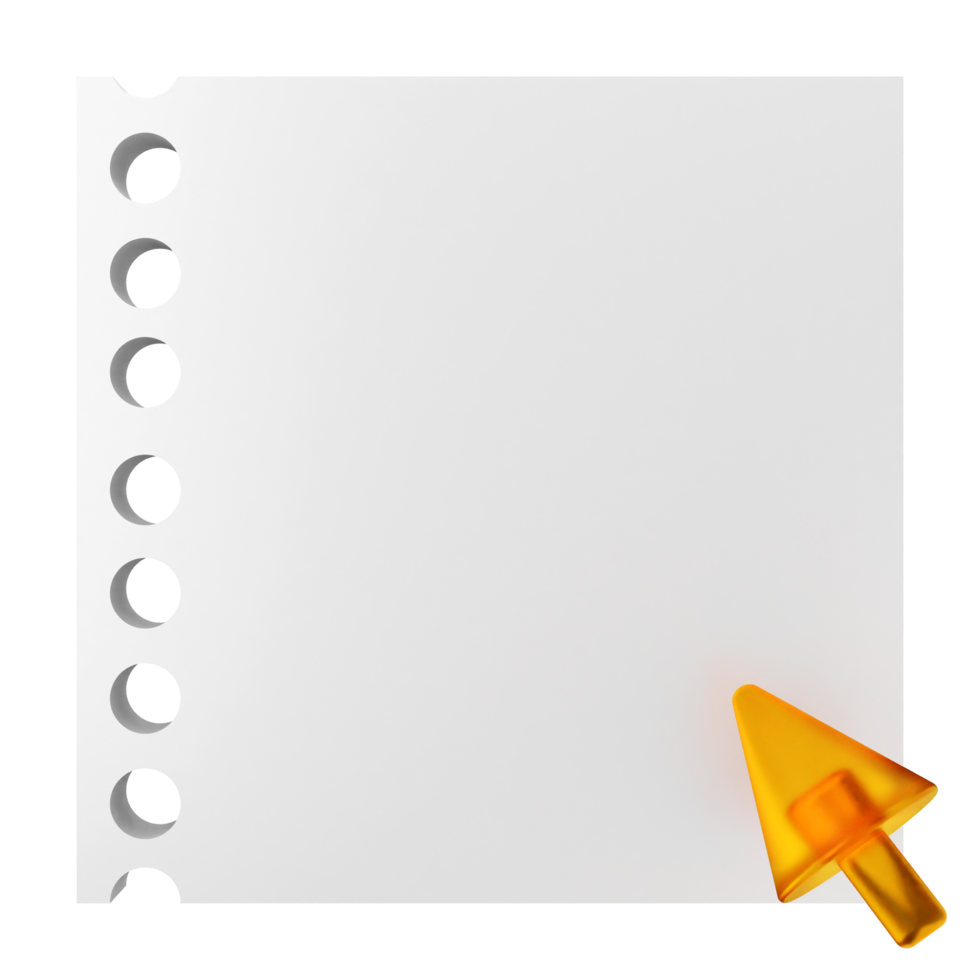 A white sheet of paper with a yellow arrow pointing to it png