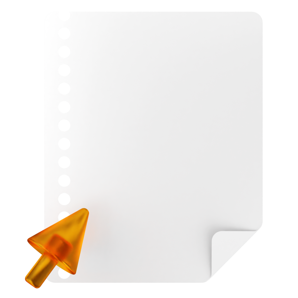 A white sheet with an orange arrow pointing to it png
