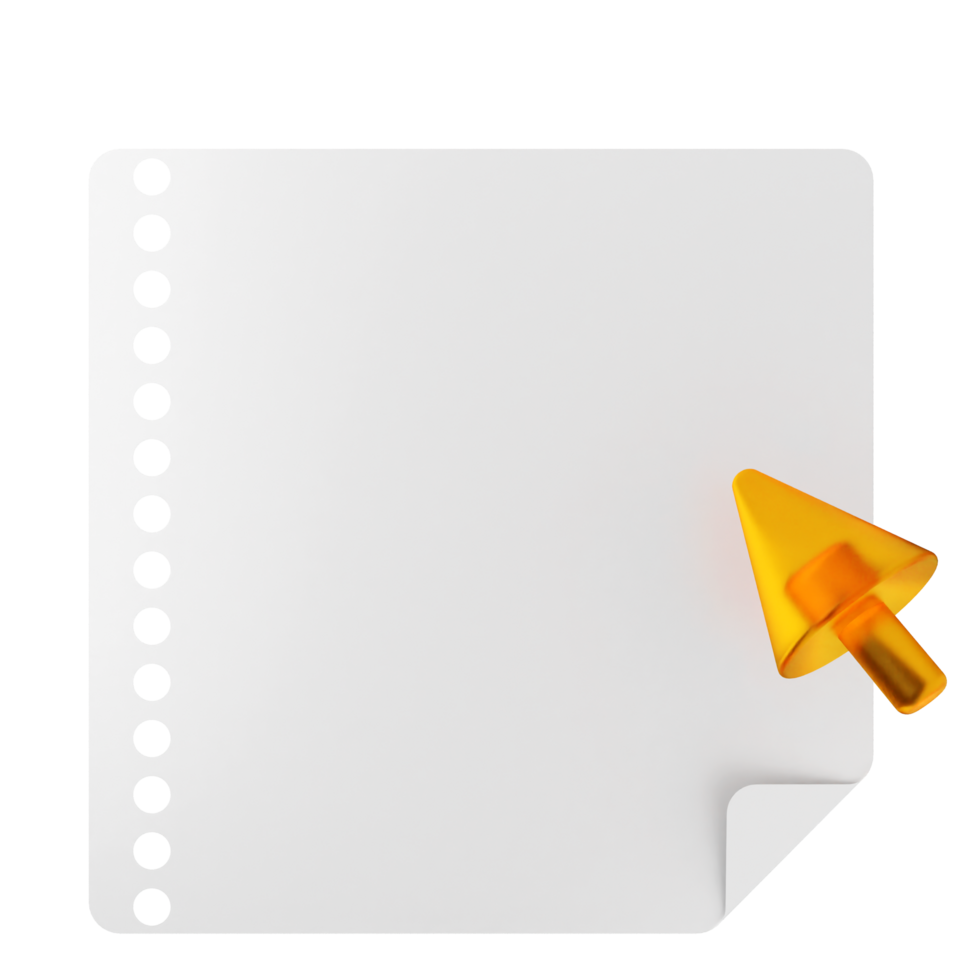 A white sheet with a yellow arrow pointing to it png