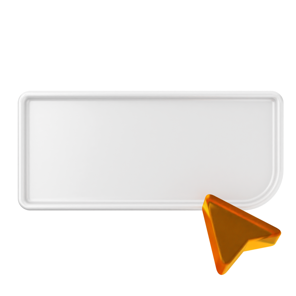 White speech bubble with orange arrow on black background png