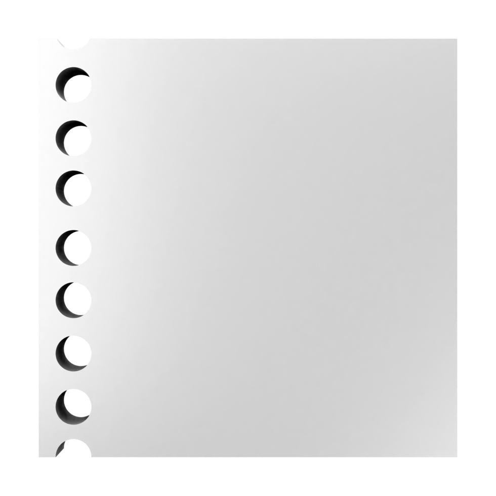 A blank sheet of paper with holes png