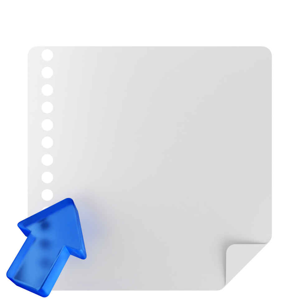 A white sheet with a blue arrow pointing to it png