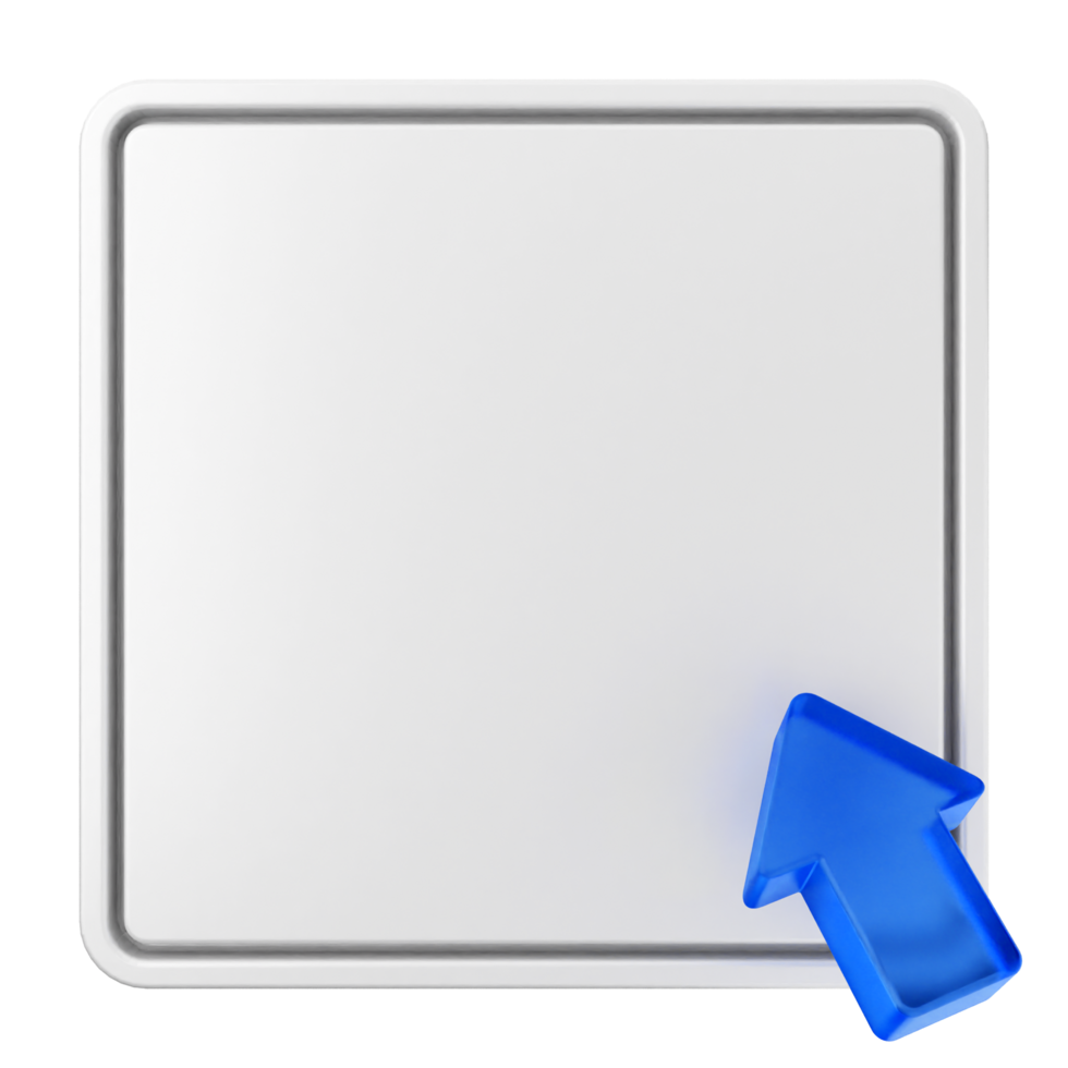 A blue arrow pointing to a white square button png