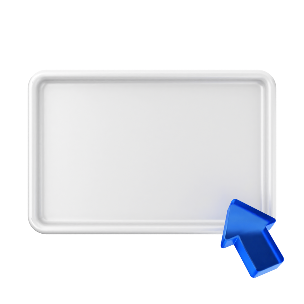 White rectangular frame with blue arrow on black background png
