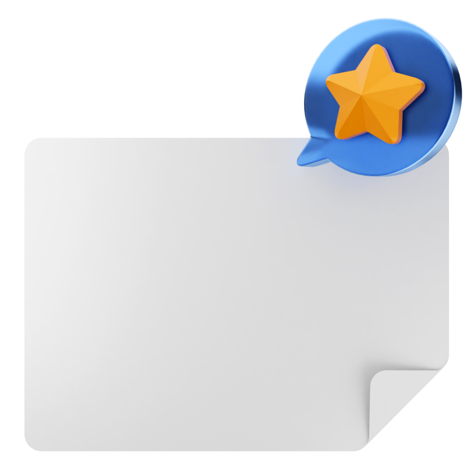A star and a speech bubble icon on a white paper png