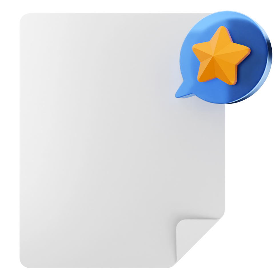 A star and a speech bubble on a white paper png