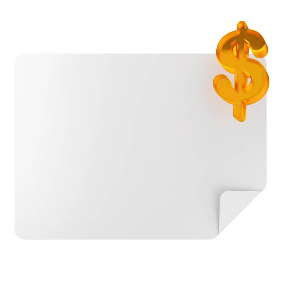 A dollar sign on a white paper with a dollar sign png