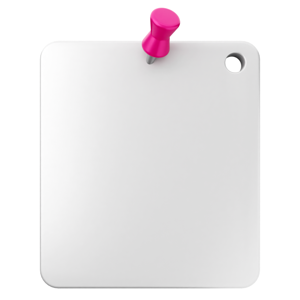 A pink push pin on a white board png