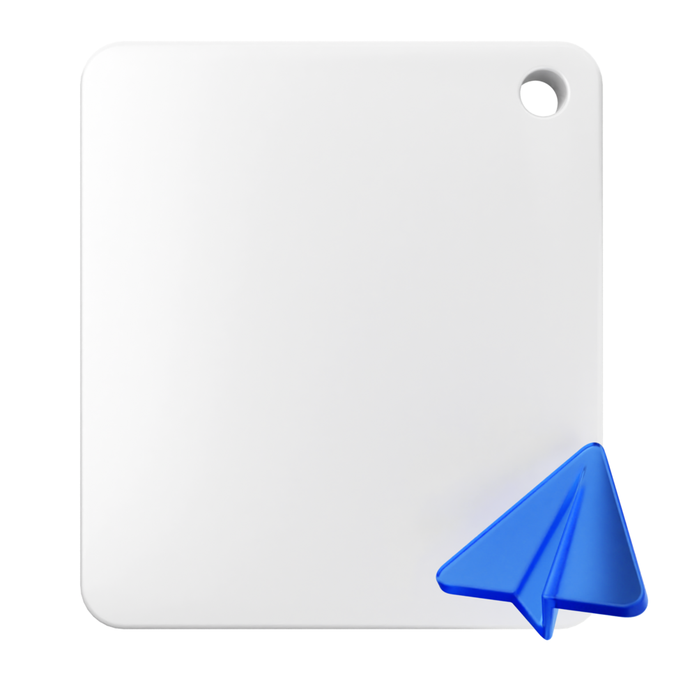 A white paper clip with a blue paper airplane png