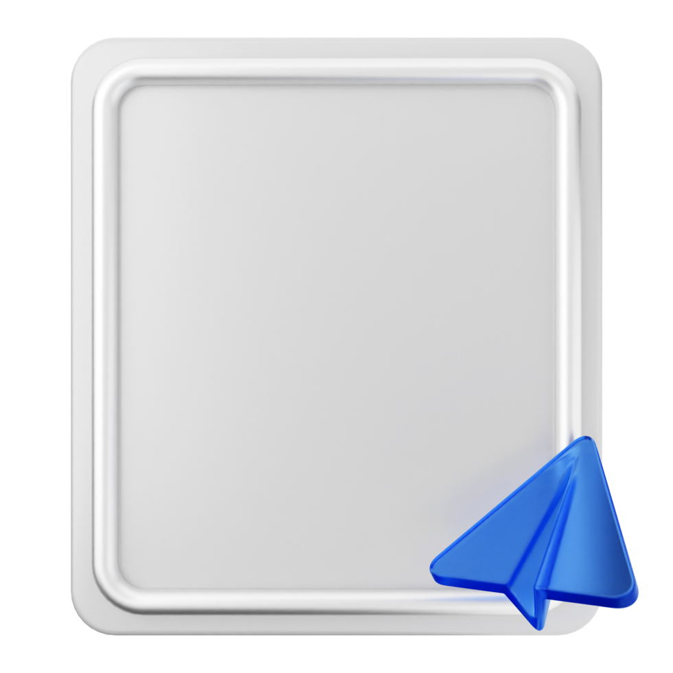 A white square with a blue paper airplane png