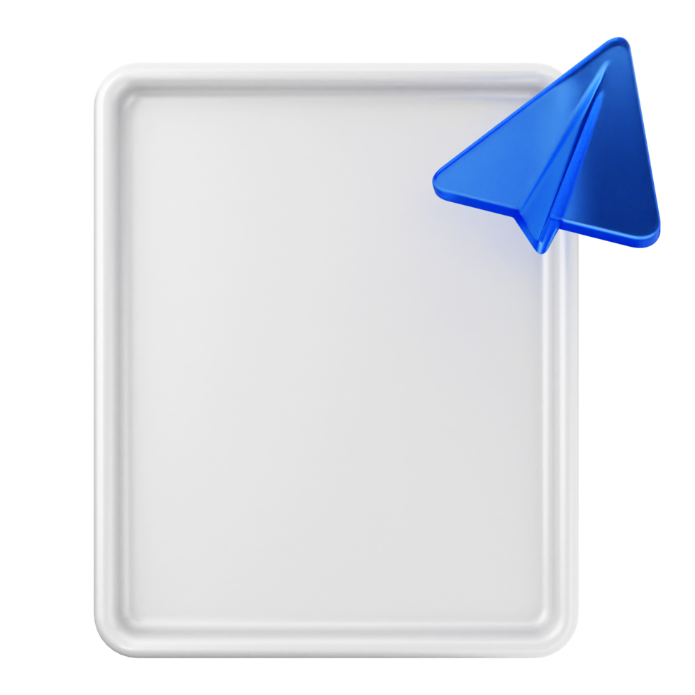 A white tray with a blue paper airplane png