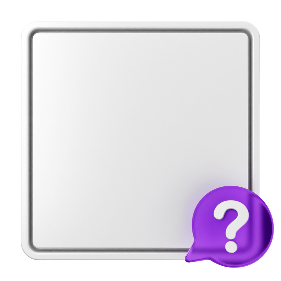 A purple question mark on a white square png