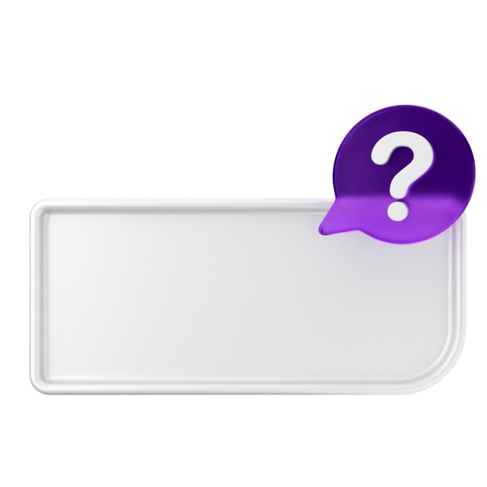 A purple question mark on a white blank sign png