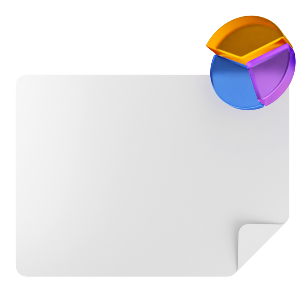 A white paper with a pie chart on it png