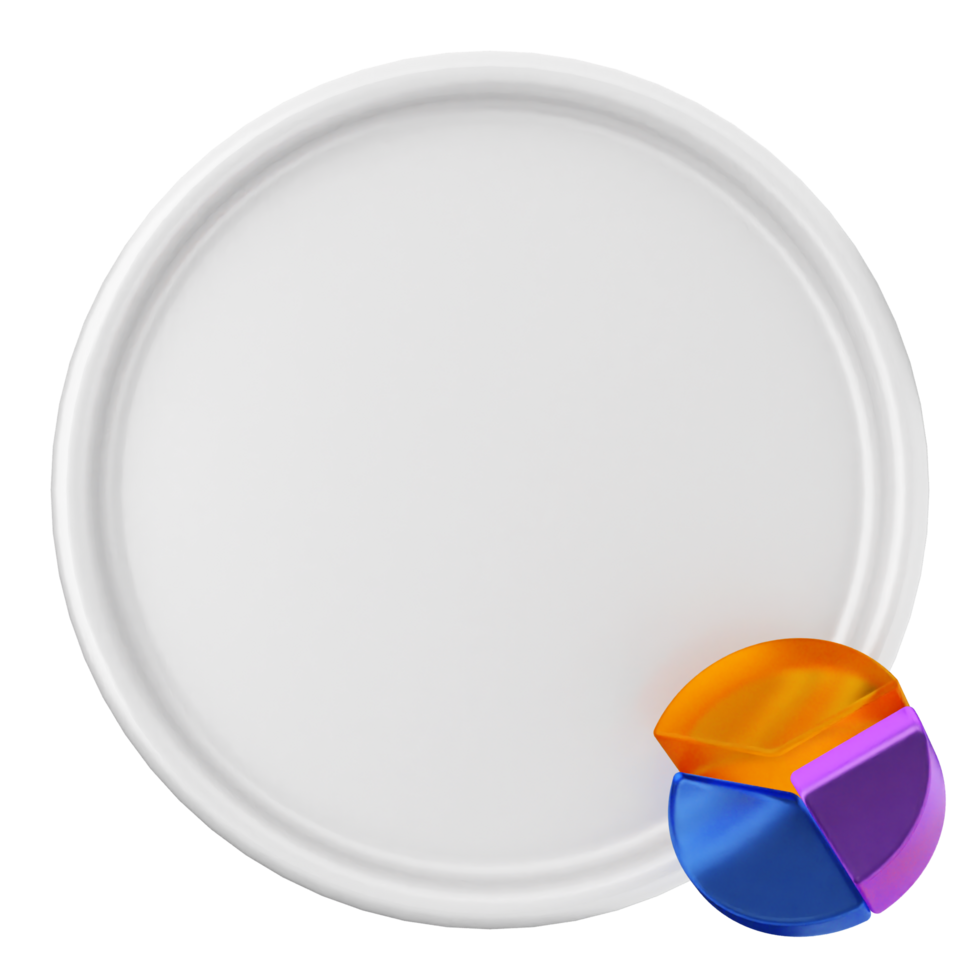 A white plate with a colorful pie chart on it png