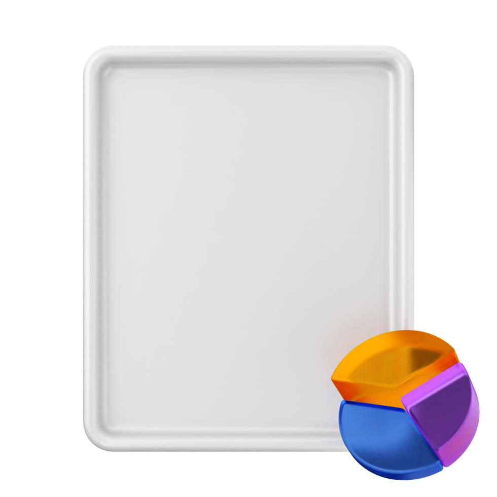 A white tray with a colorful pie chart png