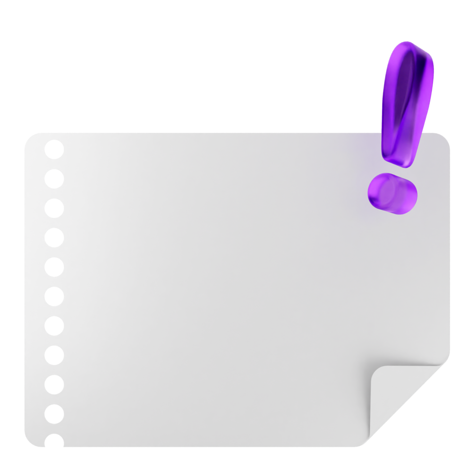 A white sheet with a purple question mark on it png
