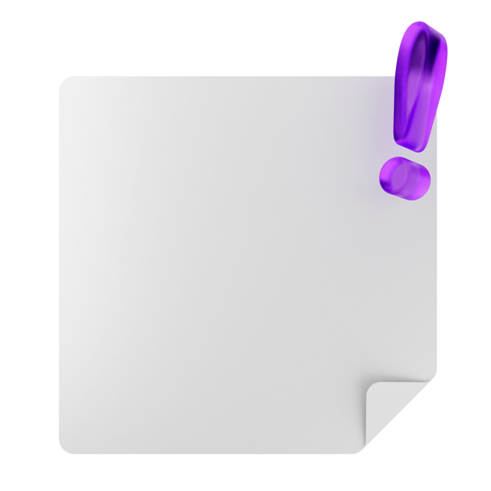 A white paper with a purple question mark on it png