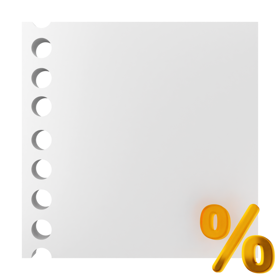 A white sheet of paper with a percent sign png