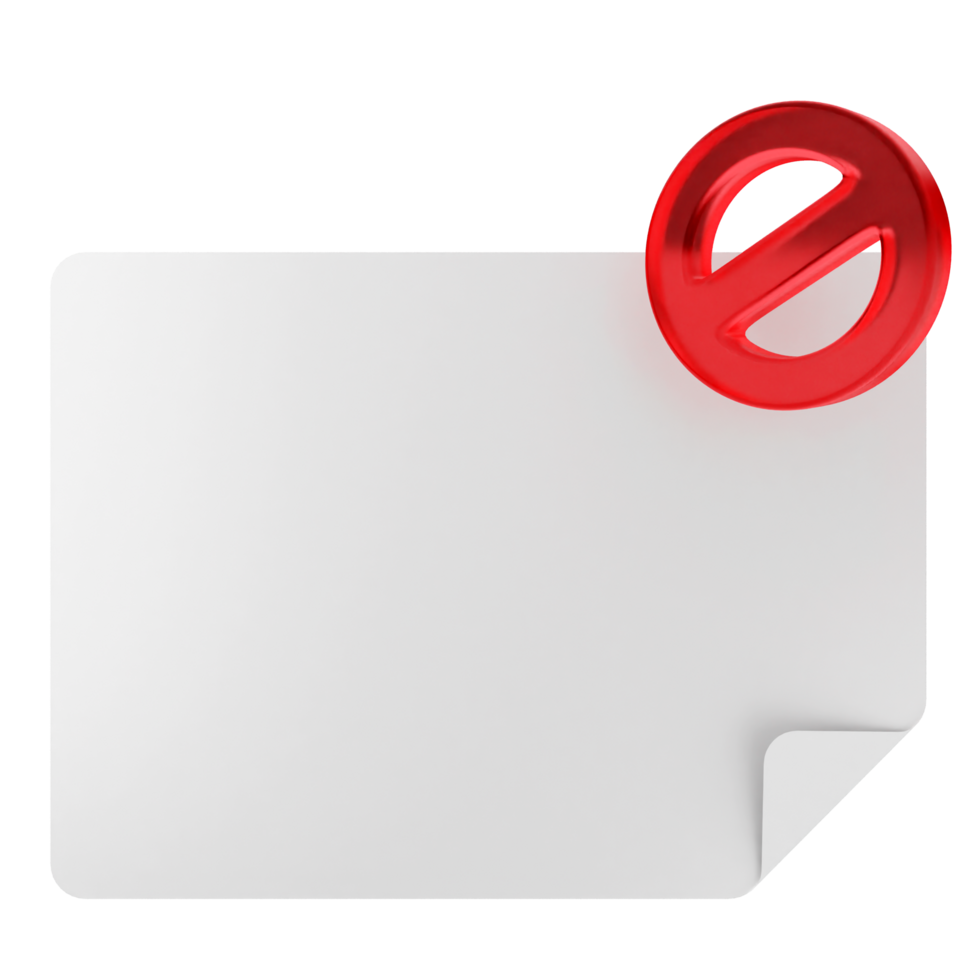 A red circle with a no sign on a white sheet of paper png