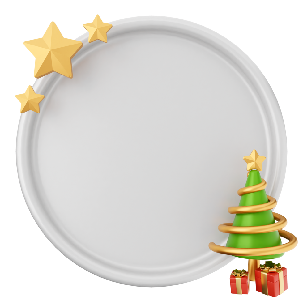 A white plate with a christmas tree and presents png