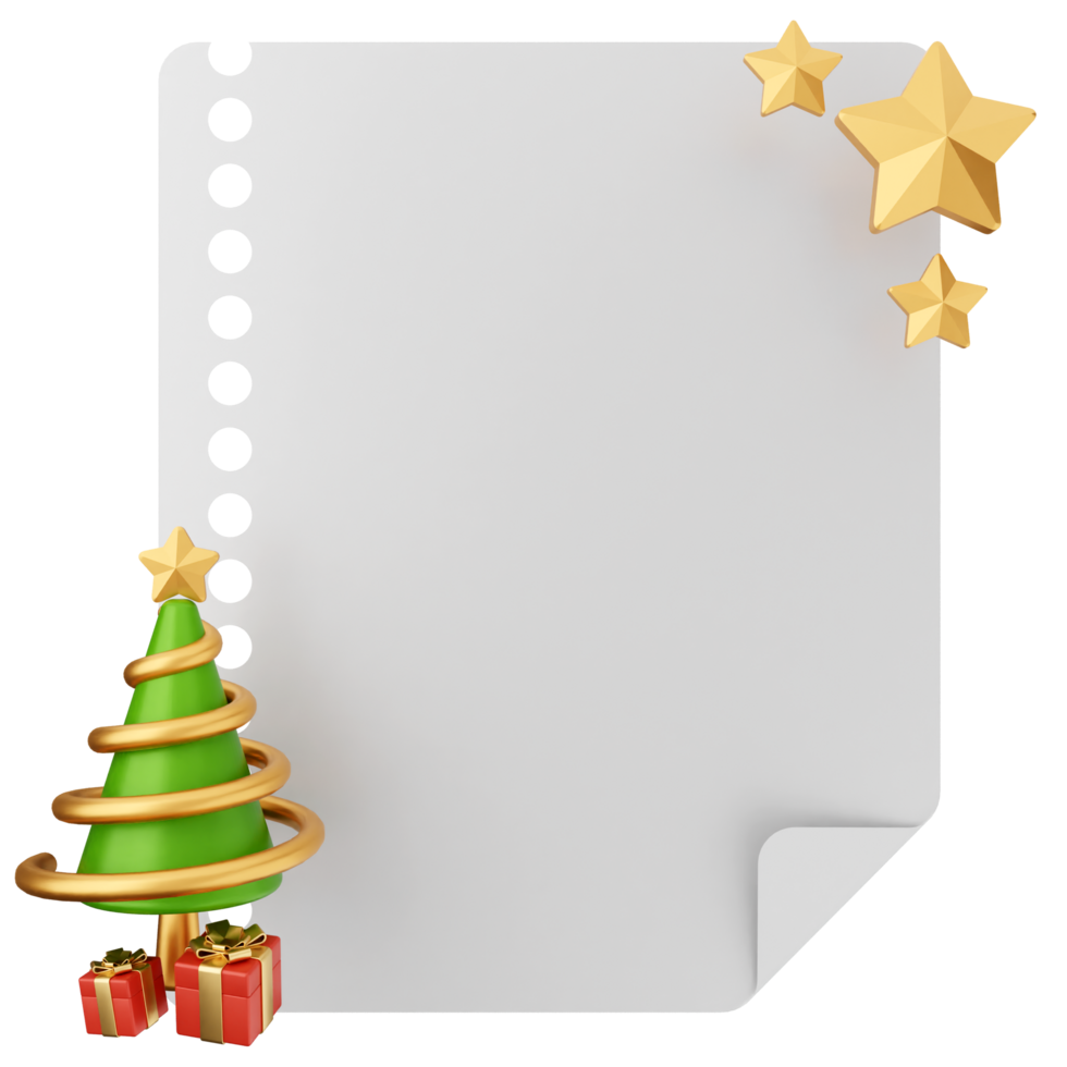 Christmas tree and presents on a blank sheet of paper png