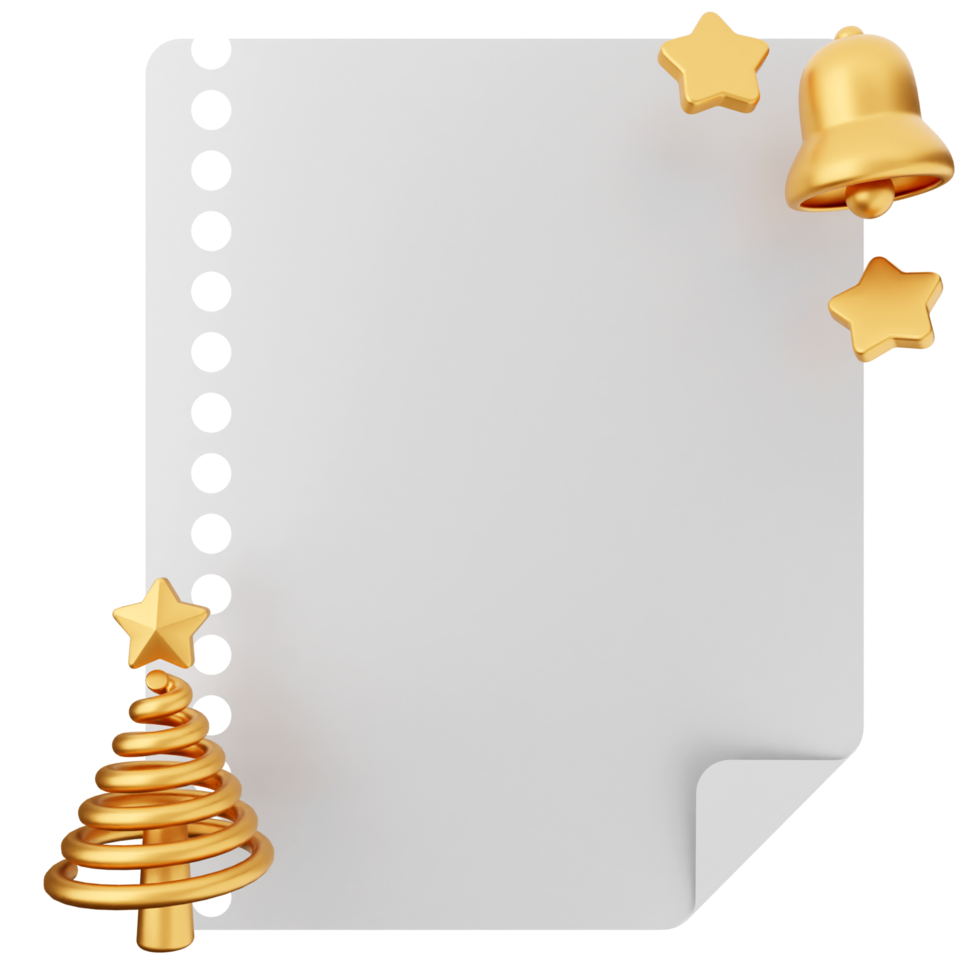Christmas tree and bells on a sheet of paper png