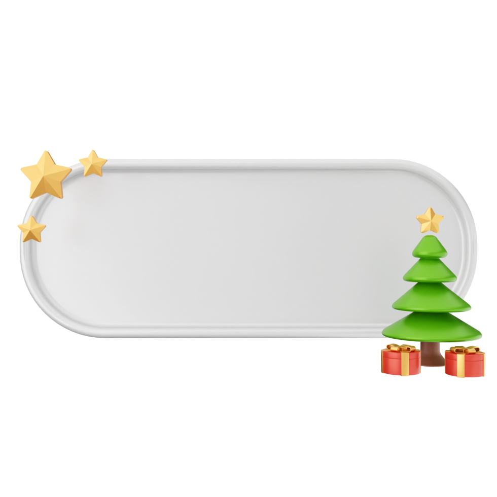 White blank sign with christmas tree and gifts png