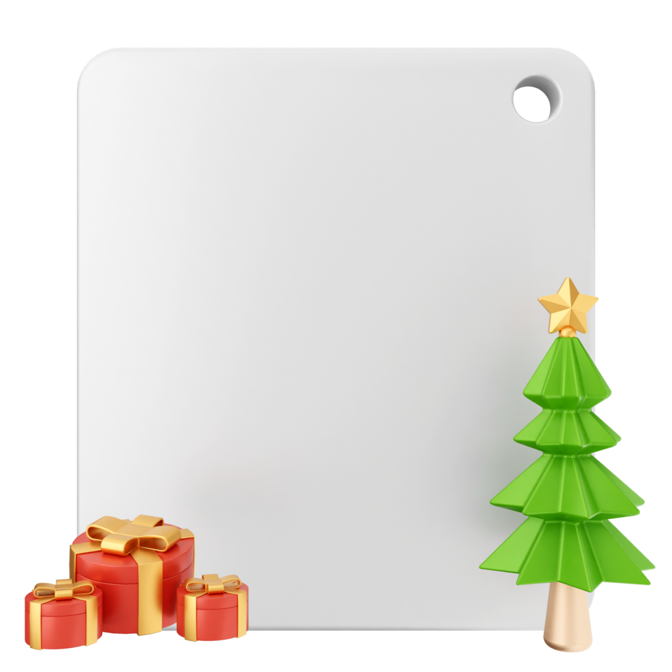 A christmas tree and presents are on a white board png