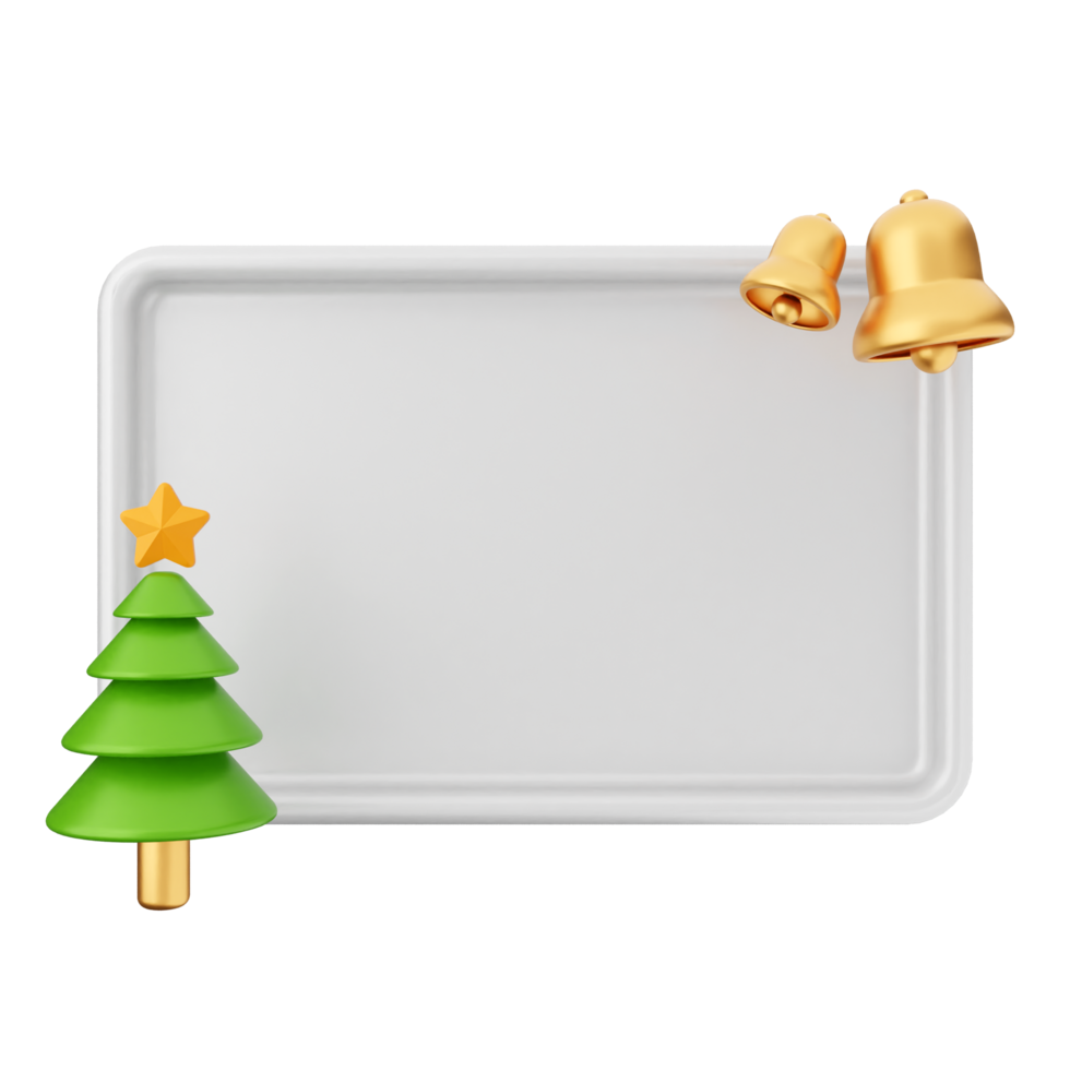 Christmas tree and bells on a white plate png