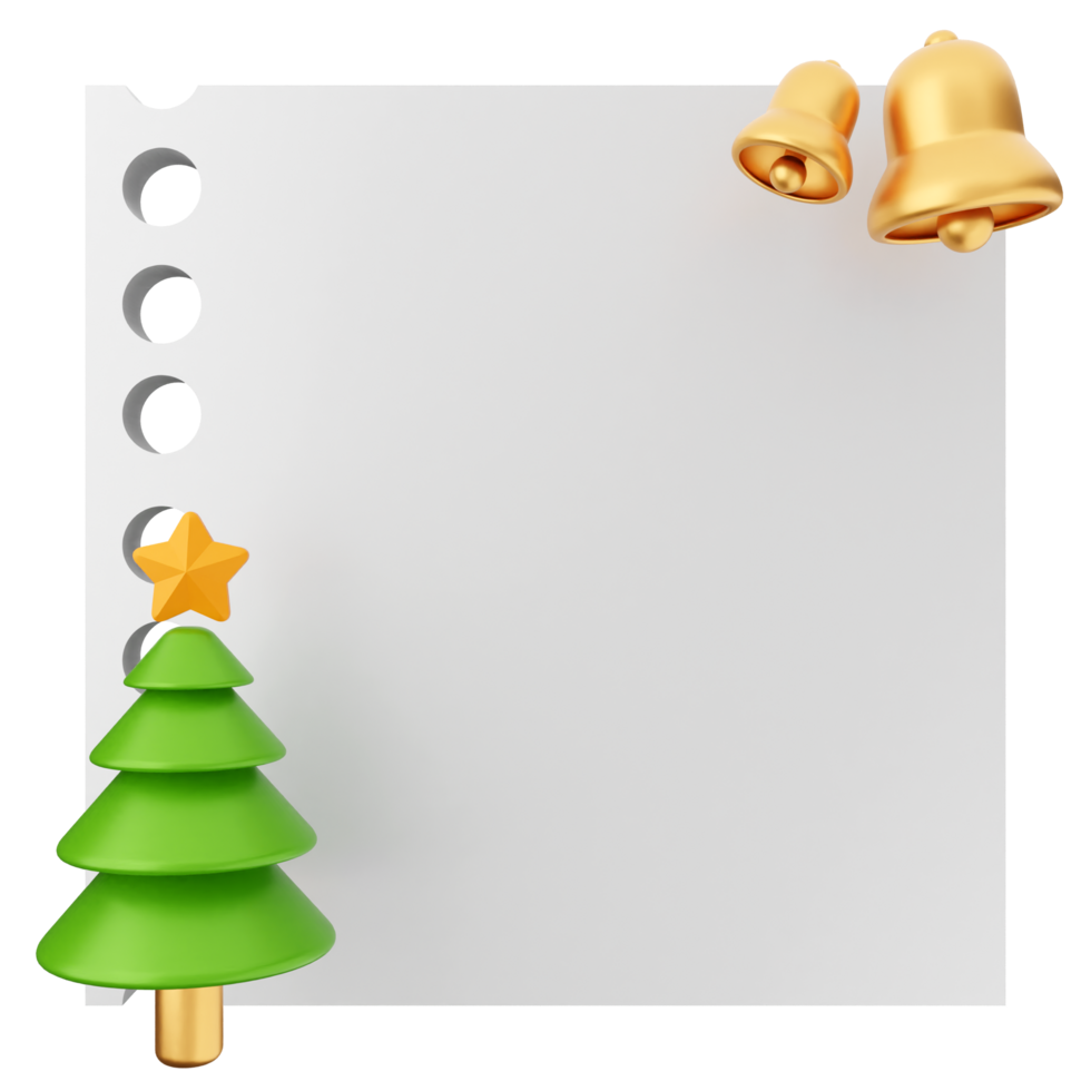 Christmas tree and bells on a blank sheet of paper png