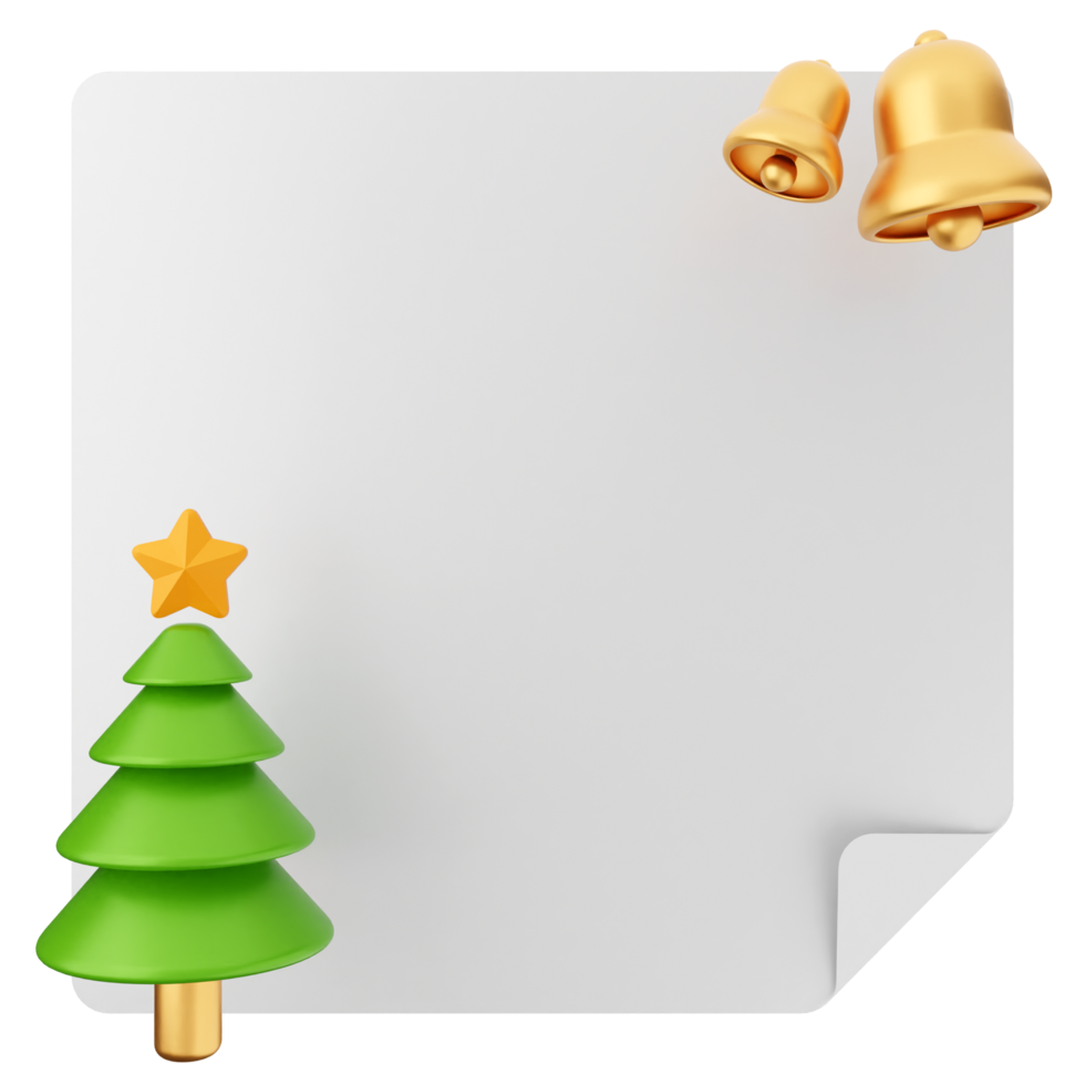 A christmas tree and bells on a blank paper png
