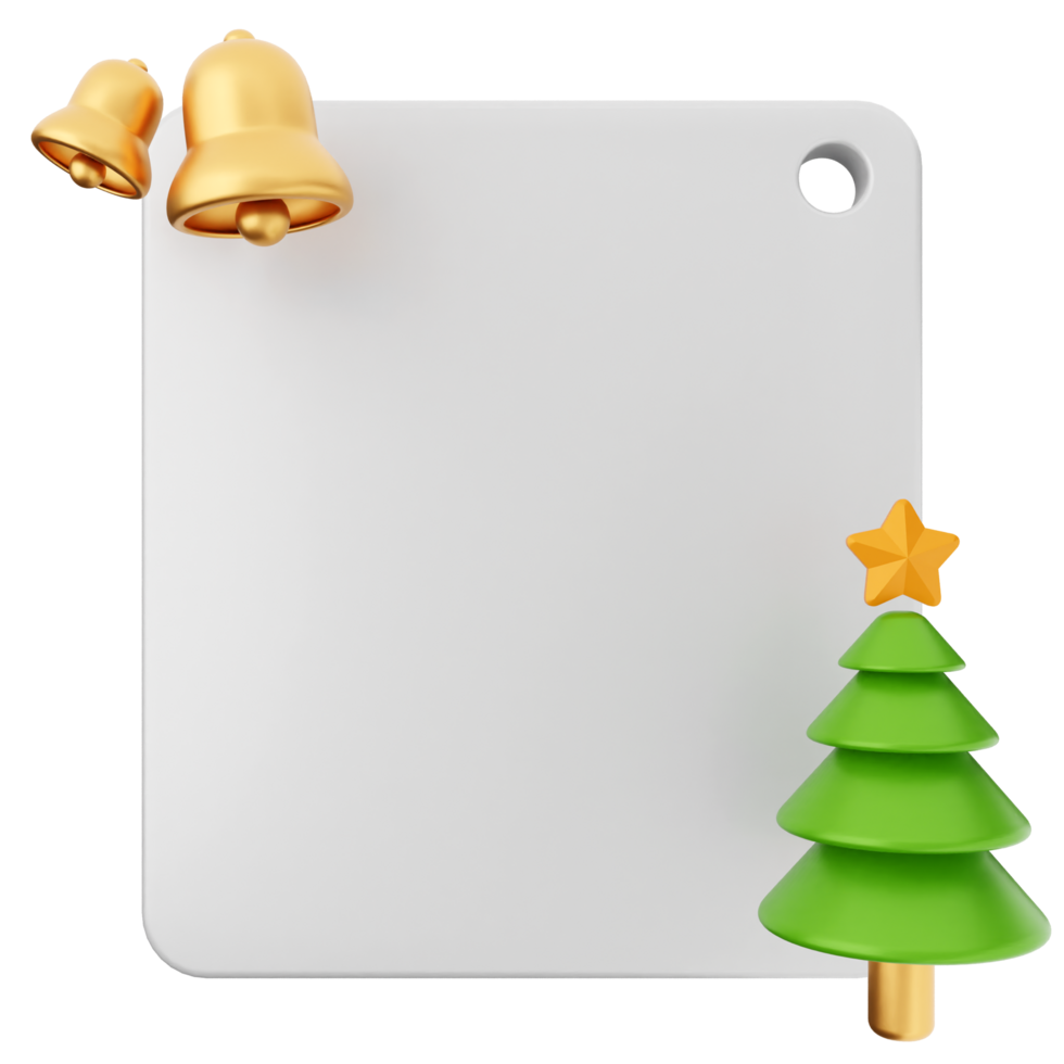 A christmas tree and bells on a white board png