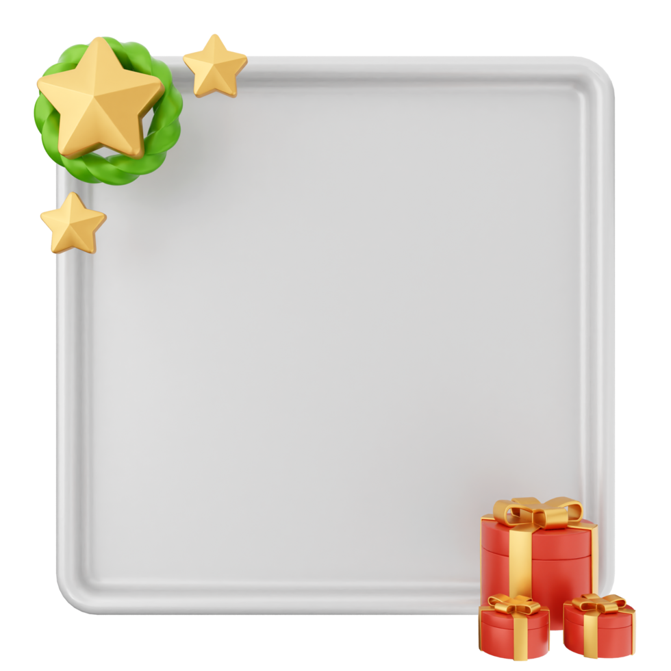 A white square with a star and gift boxes png