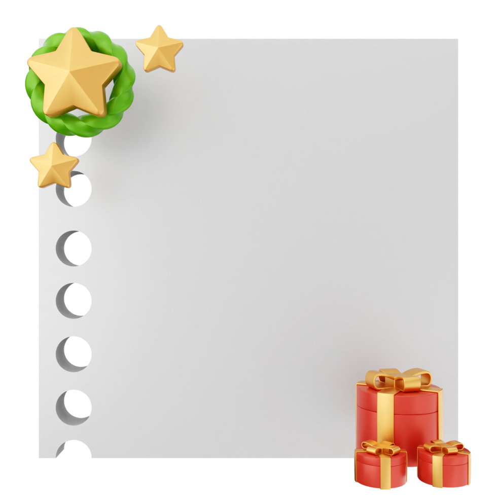 A blank sheet of paper with christmas decorations png