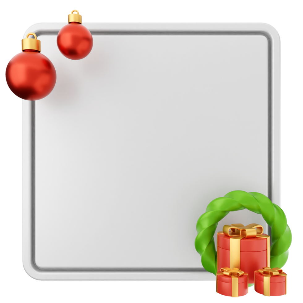 A white board with christmas decorations and a gift png