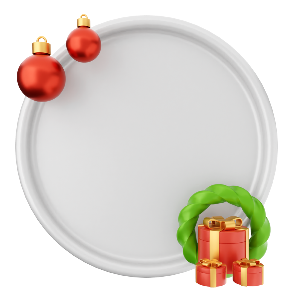 Christmas plate with red and green christmas decorations png