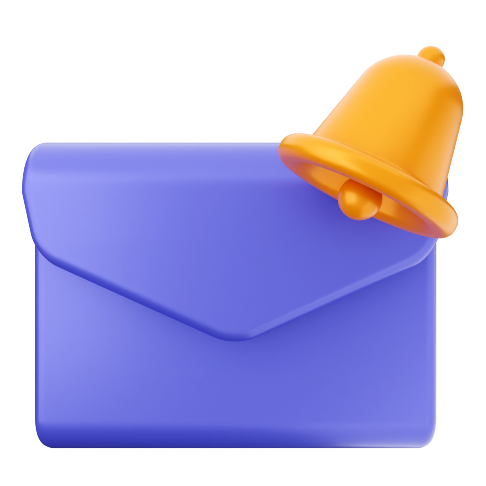 An orange bell is sitting on top of a purple envelope png