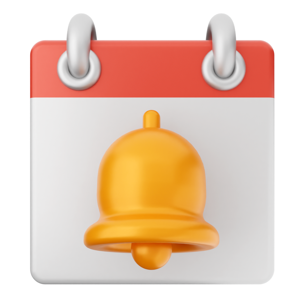 A calendar icon with a yellow bell on it png