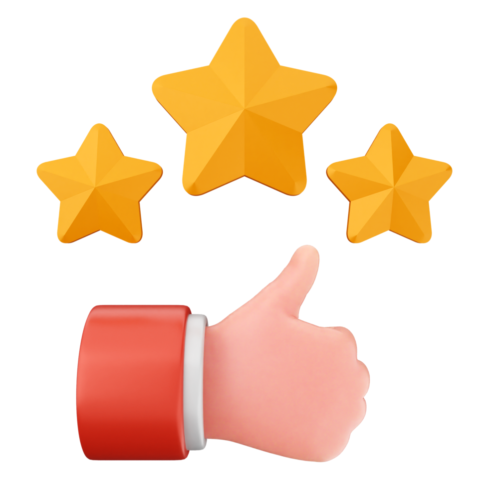 A thumb up and five stars on a black background png