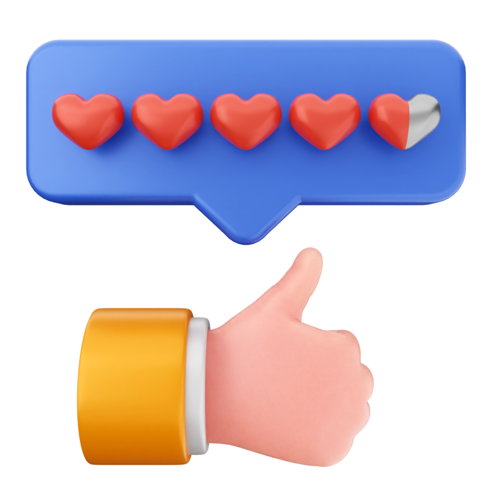 A hand with thumbs up and a heart emoji png