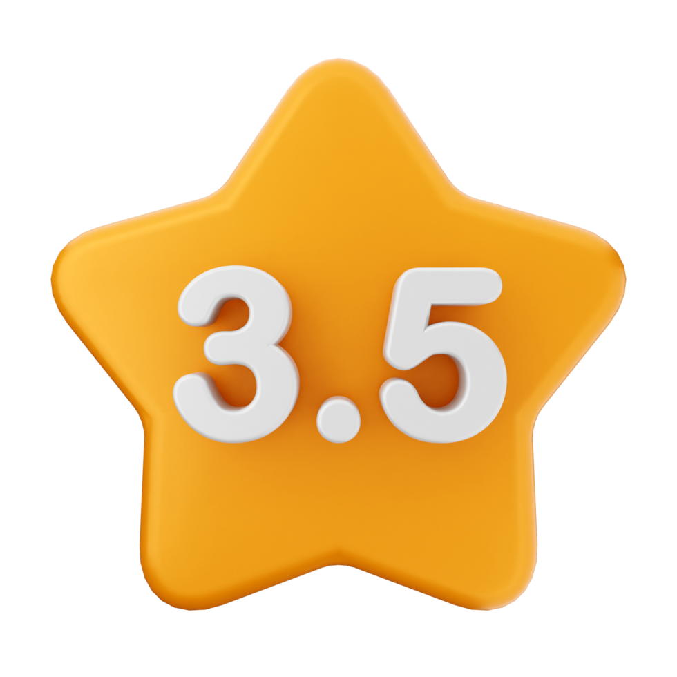 A star with the number 3 5 on it png
