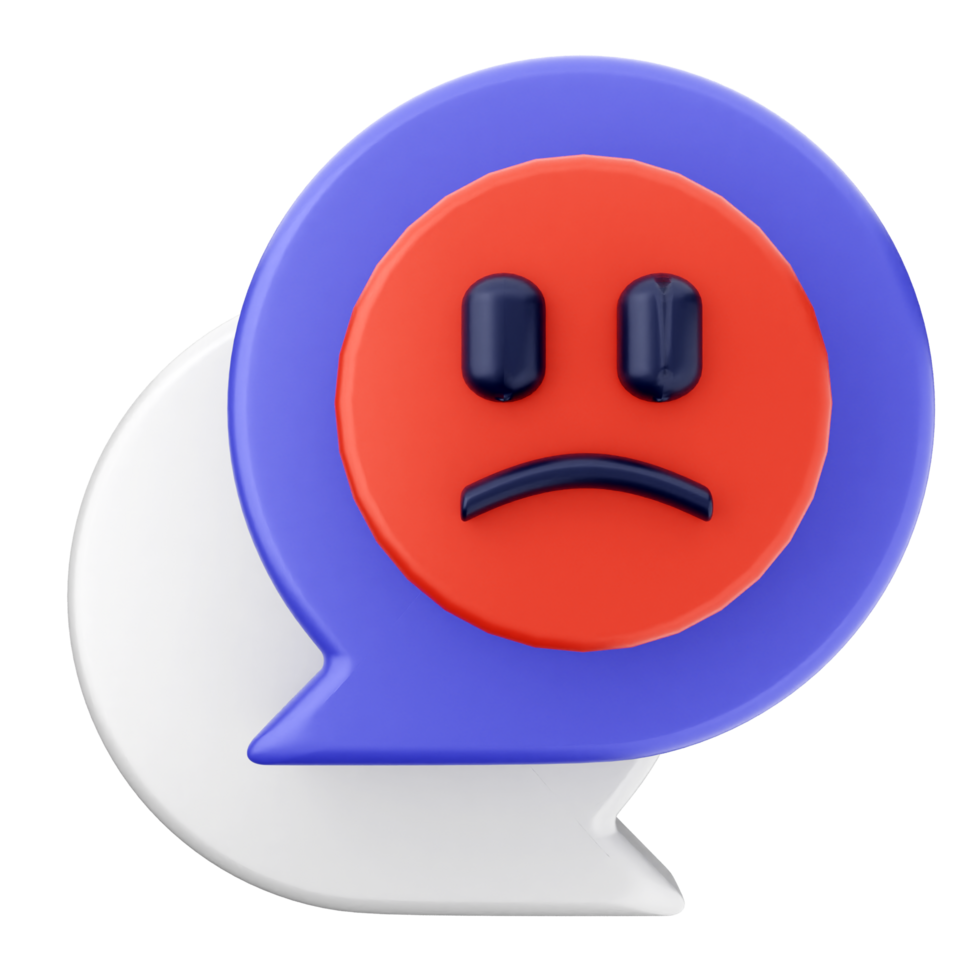 A sad face emoticon in a speech bubble png