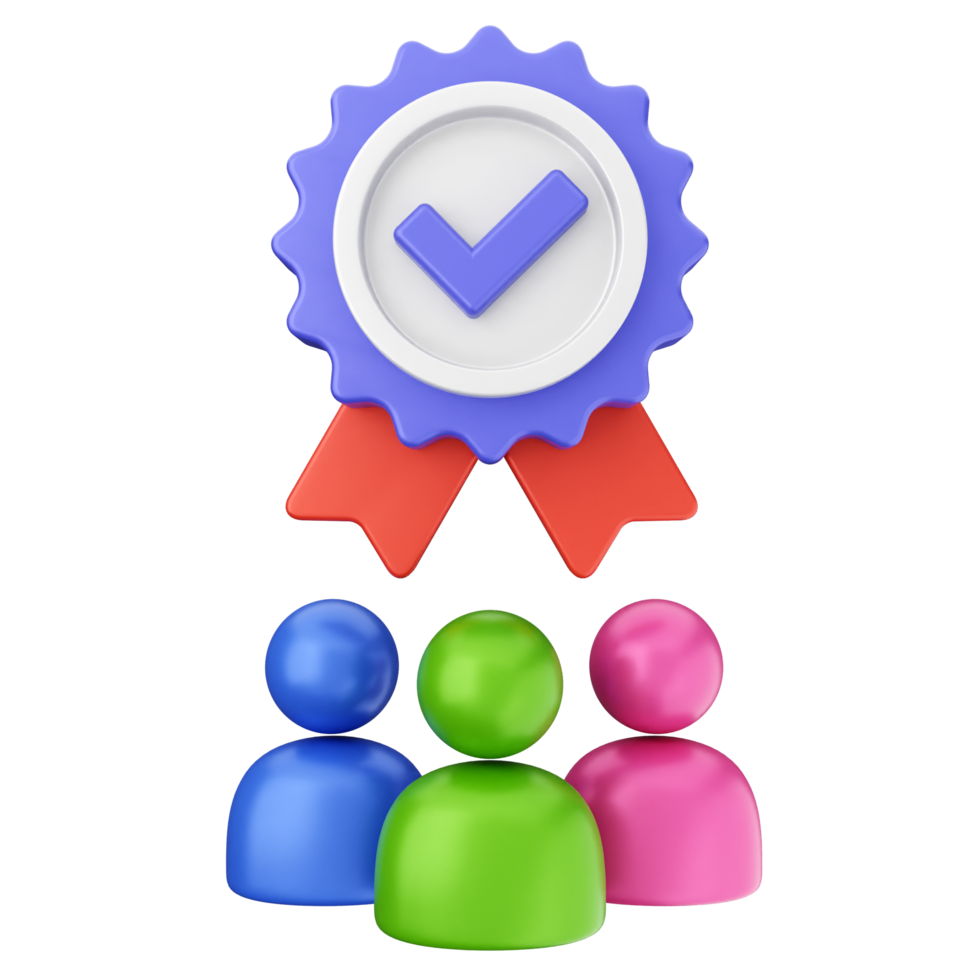 A group of people with a badge and a ribbon png